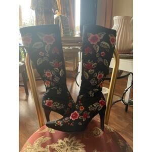 Details Black Sequin Heeled Boots